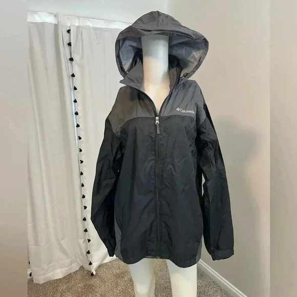 Columbia Other - Columbia packable windbreaker jacket size medium Black & Grey Hooded full zip